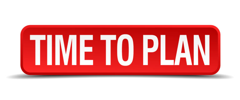 Time to plan red 3d square button isolated on white